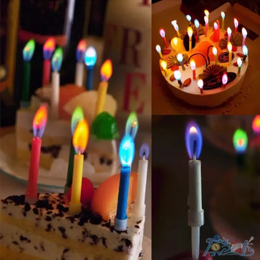 Multicolour Flame Candles Colorful Wedding Party Birthday Cake Candles Decoration Party Supplies for Children Kids 6 or 12PCS