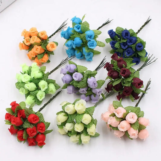 1 Bouquet Artificial Flower 12 Rose Heads DIY Craft Home Party Wedding Decor