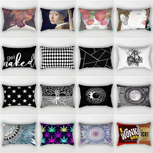 Nordic Style Geometric Pillow 30*50/40 * 60cm Rectangular Sofa Cushion Lumbar Pillow Cushion Personalized Pillow Double-Sided