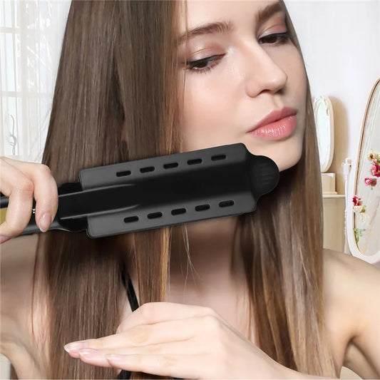Professional Titanium Alloy Hair Straightener Wide Plate Flat Iron Temperature Adjustable with Venting Hole Straightening Iron