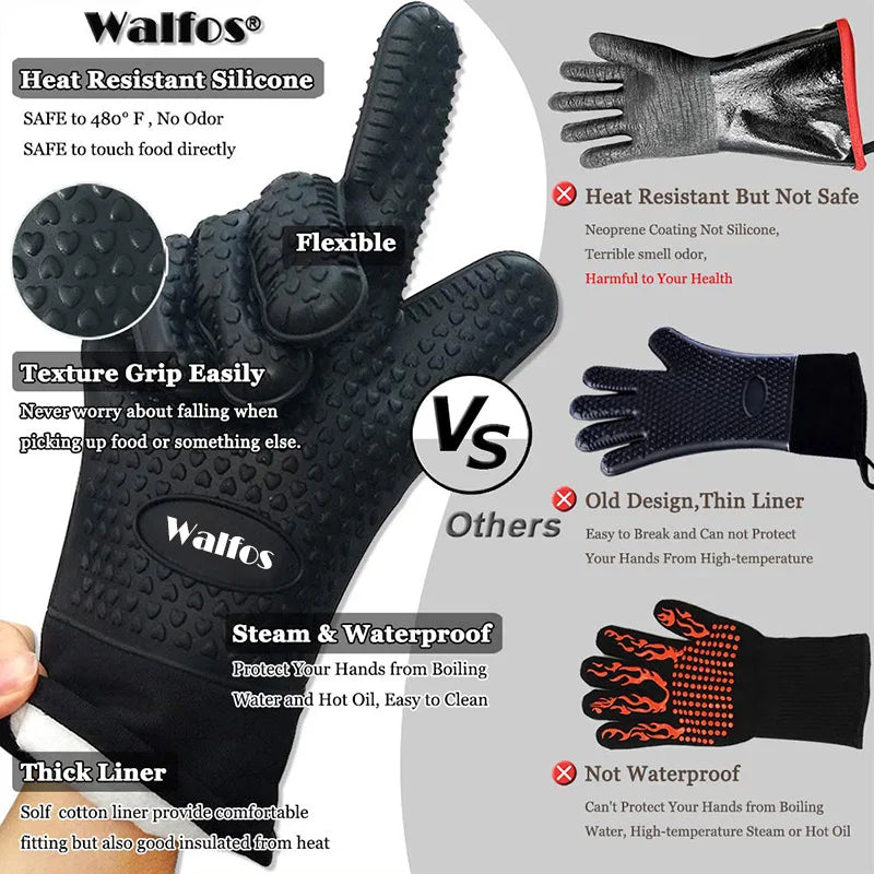 1 Piece Long Silicone Kitchen Gloves-BBQ Grill Gloves Heat Resistant Cooking Gloves For Grilling Microwave Oven Mitts Gloves