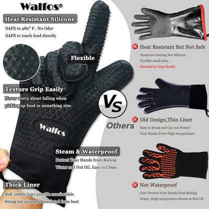 1 Piece Long Silicone Kitchen Gloves-BBQ Grill Gloves Heat Resistant Cooking Gloves For Grilling Microwave Oven Mitts Gloves