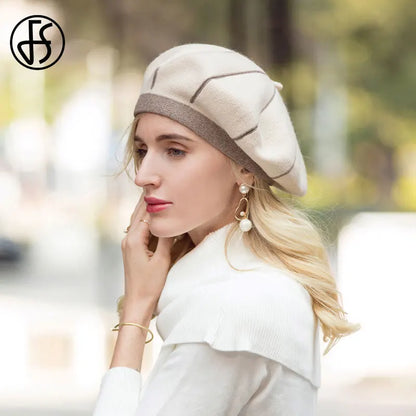 FS Women Berets For Autumn Winter White French Artist Hat Vintage Girls Painter Hats Beret Femme Female Warm Cap 2023