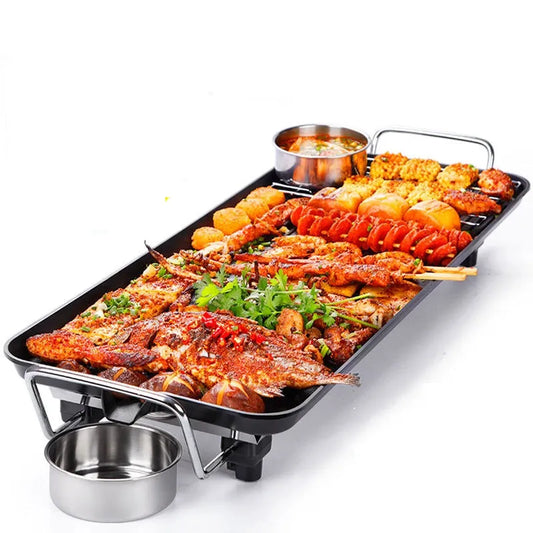 1300W Non Stick Electric BBQ Grill Smokeless Barbecue Machine 5-Level Adjustable Household Electric Grill Ovens Cooking Tools