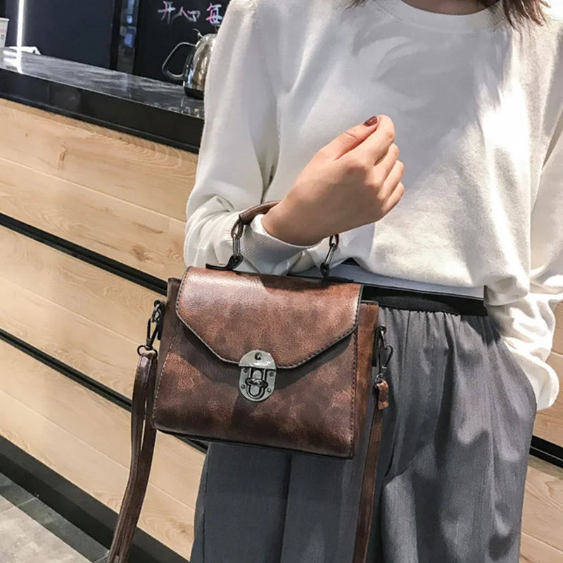 Winter New Lock Design Shoulder Bag PU Leather Crossbody Bag Brands Small Square Bag Lady Handbag Casual Messenger Bag Pouch sac