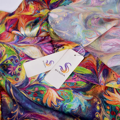 [BYSIFA] New Luxury Pure Silk Scarf Shawl Women Spring Autumn Long Scarves Ladies Brand 100% Silk Neck Scarf Foulard 175*52cm