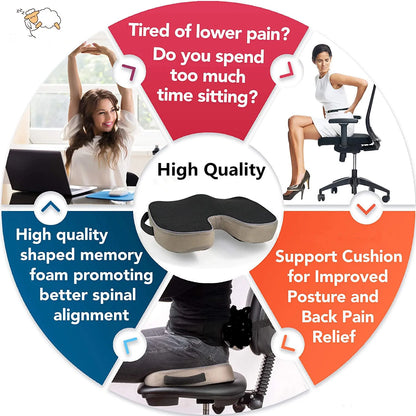 For Tailbone Sciatica back Pain relief Comfort Office Chair Car Seat Cushion Non-Slip Orthopedic Memory Foam Coccyx Cushion