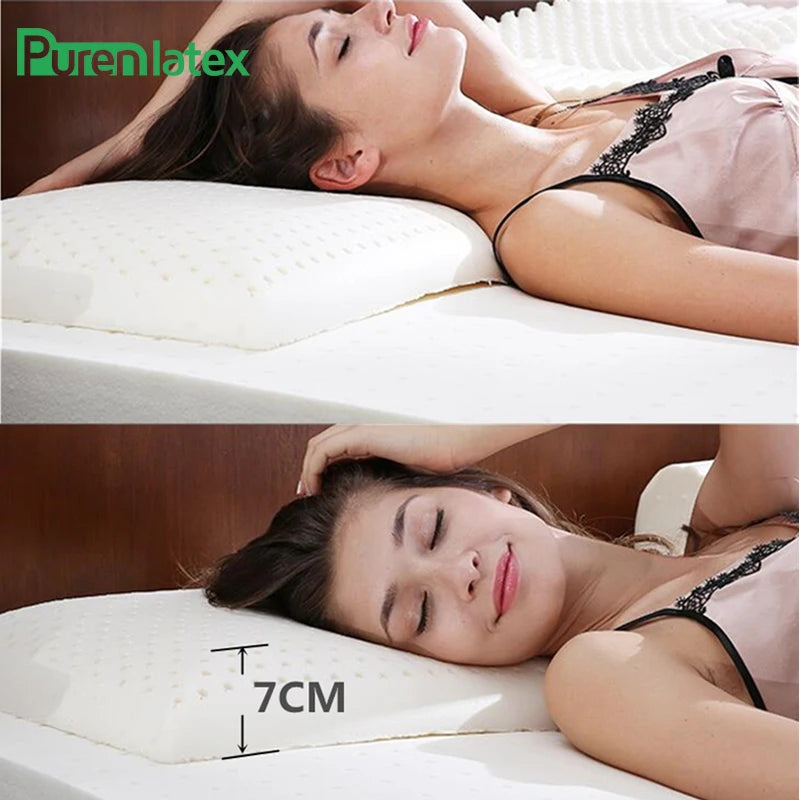 PurenLatex 60*40*7 Thailand Natural Latex Orthopedic Pillow Neck Spine Protect Cervical Vertebrae Health Care Massage Pillow