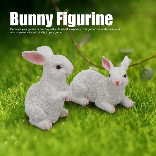 1 Pair Bunny Rabbit Ornaments Decorations Resin Art Craft Animal Model Sculpture Statue Figurine For Balcony Garden