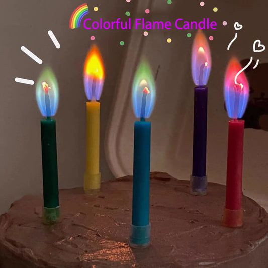 6PCS Multicolored Colored Colorful Flame Candles Wedding Party Birthday Cake Decoration Supplies for Children Kids