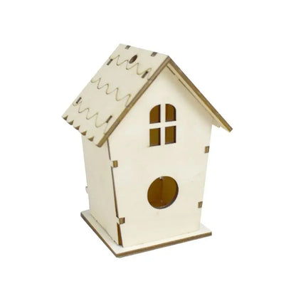 Natural Wooden Bird House Nest for Creative DIY Handmade Crafts Decorative Simulated Box for Bluebird Finch Wren Chickadee