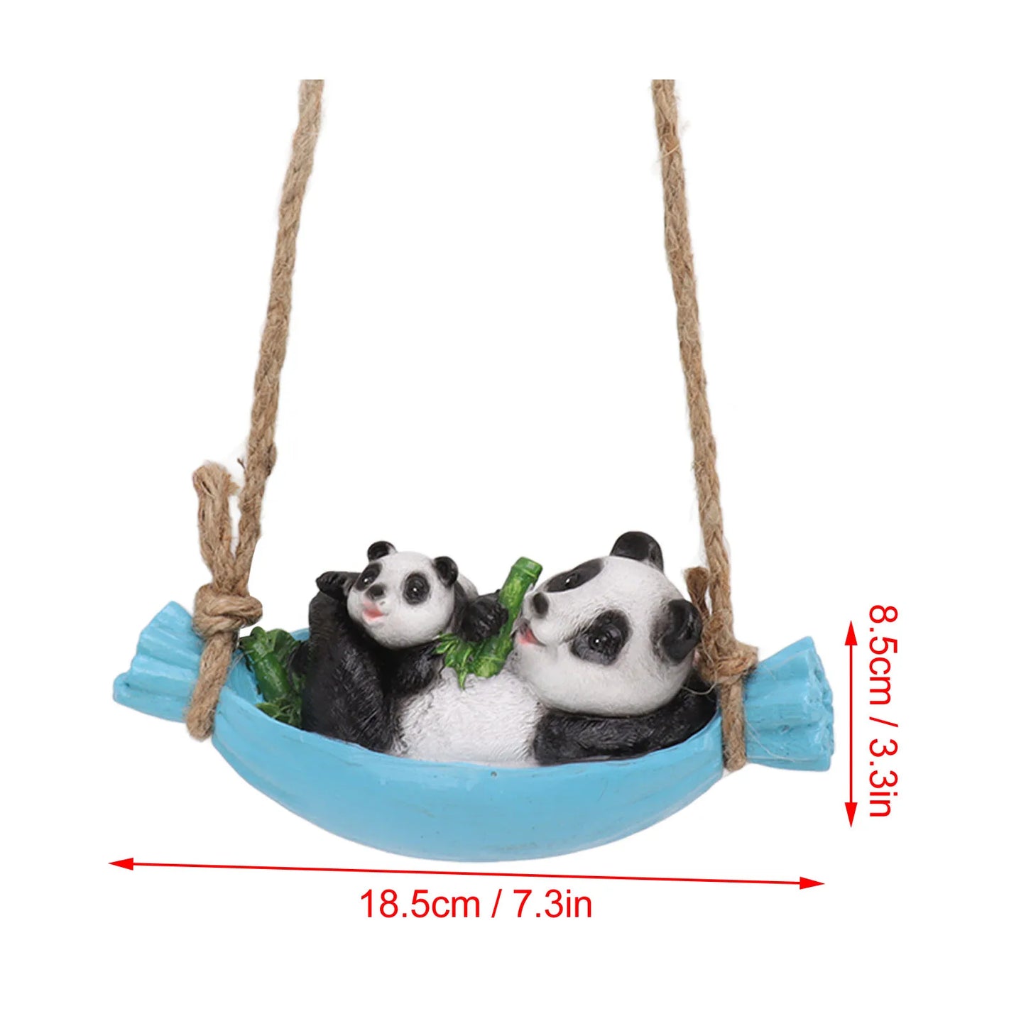 Swing Panda Statue Mother And Baby Panda Lying On The Swing Resin Simulation Animal Garden Sculpture