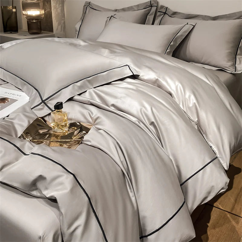 Embroidery Bedding Sets Egyptian Cotton Bed Sheet Set Luxury Duvet Cover Bedsheet Bed Linen Pillowcase 5 Stars Hotel Bedclothes