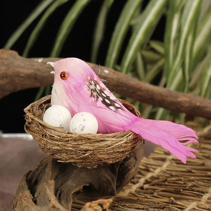 1 Set Artificial Bird Nest Realistic Looking Eco friendly Creative Craft Birds Statue Fake Bird Nest for Home
