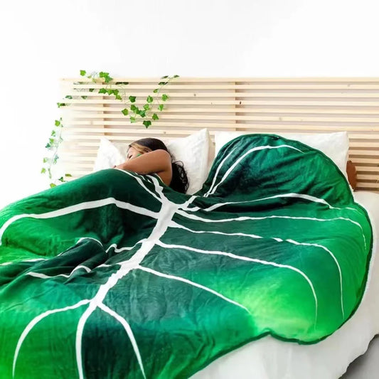 Warm Fluffy Adult Blanket Super Soft Giant Leaf Blanket for Bed Sofa Gloriosum Plant Blanket Home Decor Throws Towel Cobertor