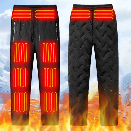 USB Heating Pants 10 Heating Zones Electric Heated Trousers 3 Temperature Modes Waterproof Winter Outdoor Sports Thermal Pants