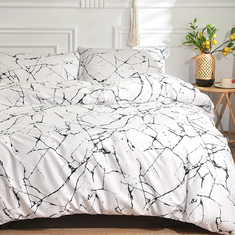 Juego de ropa de cama en blanco y negro para camas dobles Sabanas