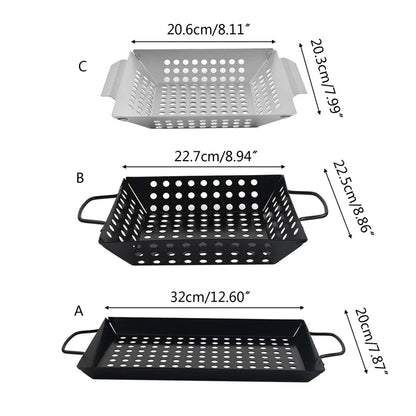Grill Basket Non-Stick Grilling Thicken Grill Pan BBQ Accessory for Grilling BBQ