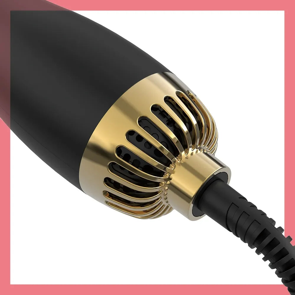 LISAPRO Elegant Black Gold Hair Blow Dryer Brush and Volumizer& One-Step Hot Air Brush 2.0 for Drying&Straightening,&Volumizing