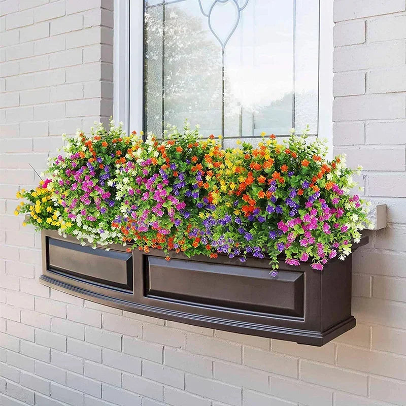 1 Bundle Artificial Flowers Outdoor UV Resistant Greenery Shrubs Plants for Home Kitchen Office Wedding Garden Decor Fake Flower