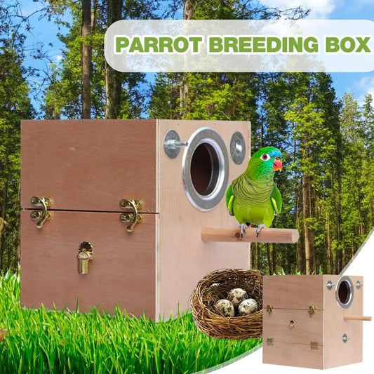 Parrot Wooden Breeding Box Parakeet Nesting Box Parrot Mating Breeding Box Bird Supplies Outdoor Garden Balcony Decoration