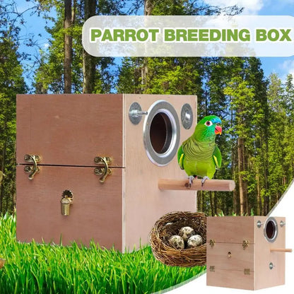 Parrot Wooden Breeding Box Parakeet Nesting Box Parrot Mating Breeding Box Bird Supplies Outdoor Garden Balcony Decoration