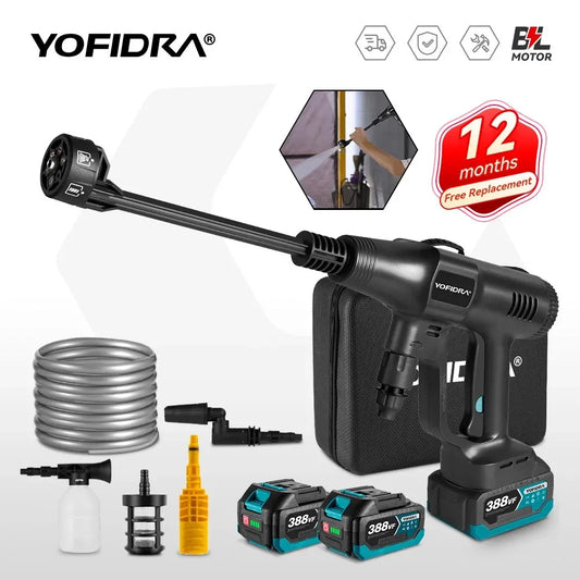 Yofidra 200Bar Brushless High Pressure Car Washer Gun 6 IN 1 Electric Garden Washing Water Wash Spray Gun for Makita 18V Battery