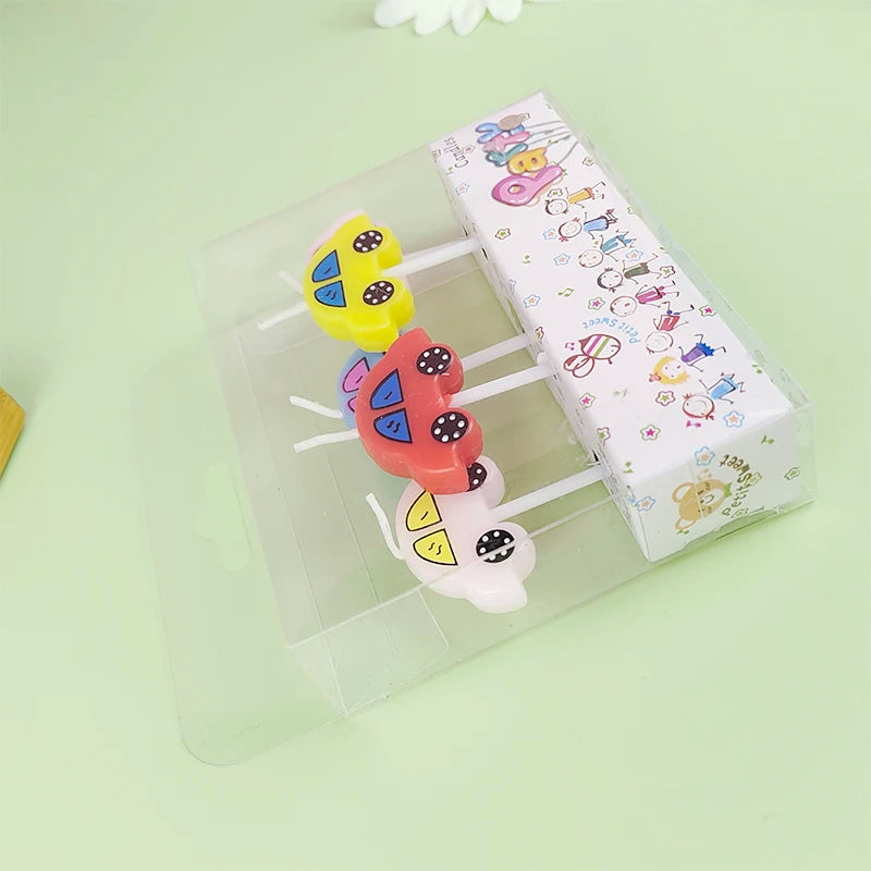 5 Car Candles Children's Birthday Cute Cake Decorative Candles Baby Birthday Party Baking Five Color Plugins