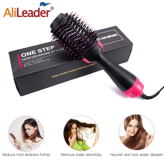 One Step Hot Air Brush Salon Professional Hair Dryer & Volumizer Hot Air Brush Negative Ion Generator Hair Straightener Curler