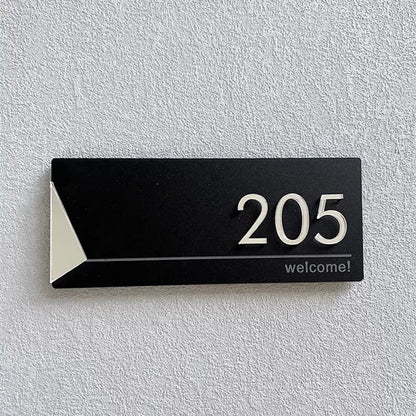 Acrylic Modern Door Plate Shop Sign Customize House Number Family Name Address Letter for Home Office Apartment Restaurant Hotel