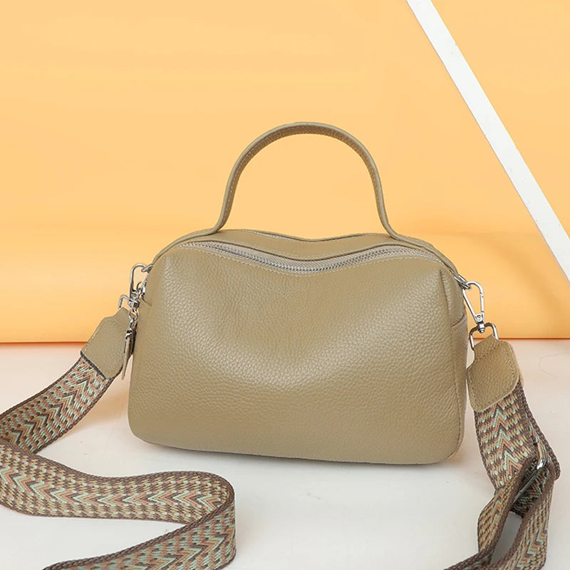 2024 Fashion Crossbody Bags Women's Genuine Leather Bag Simple High Quality Tote Bag Vintage Boston Handbag Female Shoulder Bags