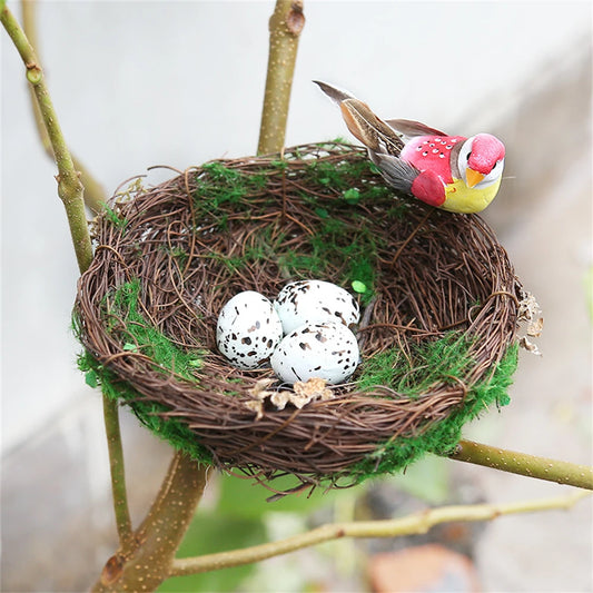 Natural Rattan Bird Nest Brown Rattan Bird Nest Handicraft Photography Prop Easter Egg Living Room Decor Home Garden Ornamen