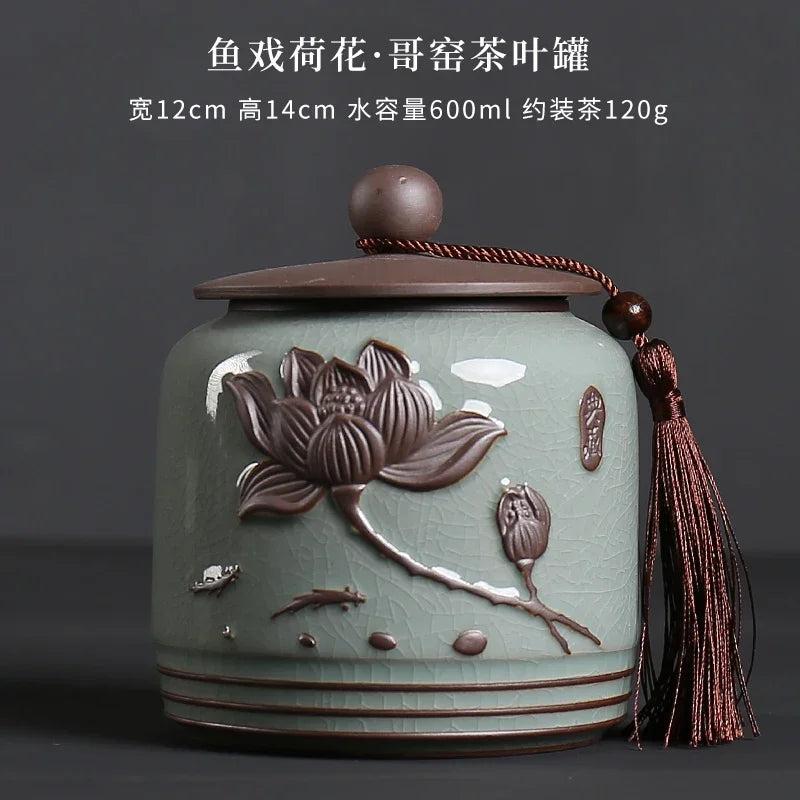 Ceramic Tea Caddy Storage Tank Sealed Jar Candy Jar Tea Box Sugar Bowl Tea Organizer Home Food Container Decorative Jars Tea Can