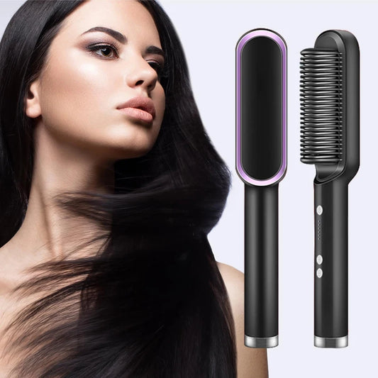 Hair brush hot air comb straightening dryer styler air hot air brush flat iron hair straightener brush