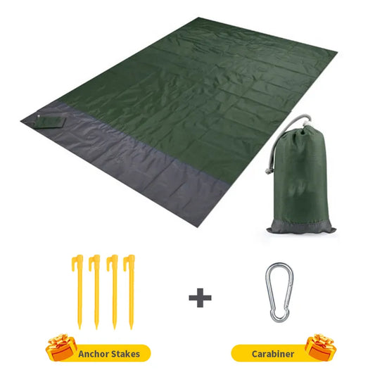 200×210 Waterproof Pocket Beach Blanket Folding Camping Mat Mattress Portable Lightweight Mat Outdoor Picnic Mat Sand Beach Mat