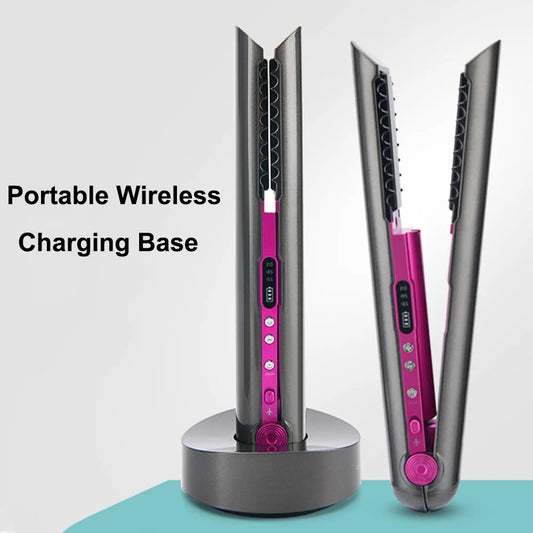 Wireless Hair Straightener Mini Flat Iron Usb Rechargeable Hair Straightening Curling Iron Styling Tools Cordless Hair Curler