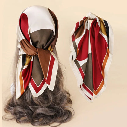 Paisley Print Handkerchief Silk Satin Hijab Scarf For Women Bandana Head Hair Scarves 70*70CM Square Hairband Neck Scarfs Ladies
