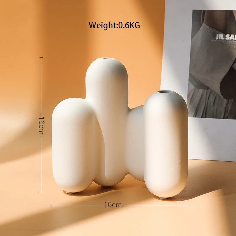 Nordic White Vases Living Room Home Decor Room Decor Pottery And Porcelain Vases For Artificial Flowers Decorative Figurines