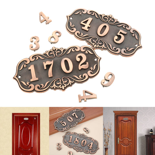 DRELD Old Antique Copper House Number Plastic Door Plate Custom Sign Door Number Sticker for Hotel Apartment Villa Door Plate