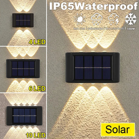 LED Solar Lamp Outdoor Waterproof Up And Down Luminous Lighting Solar Wall Lamp for Street Balcony Yard Garden Decoration Lights