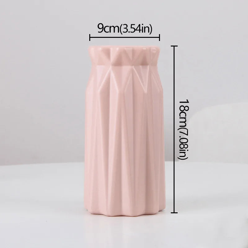 Plastic Dried Flower Vase with Minimalist Geometry Plastic Flower Pot Living Room Small and Fresh Flower Arrangement Decoration