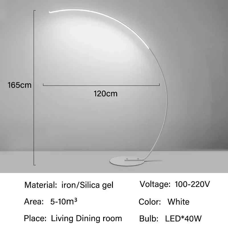 SANDYHA Nordic LED Floor Lamps for Living Room Half Moon Arc Design Light Fixture Bedroom Bedside Table Lighting Home Decoration
