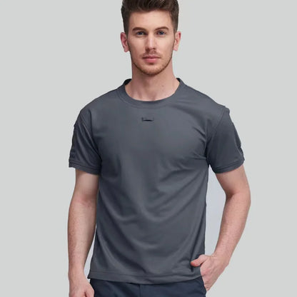 Men's Breathable Tactical Hiking Camping Trekking Fishing Climbing Quick Dry T-Shirt Summer Fast Dry Pullerover Tees O-Neck