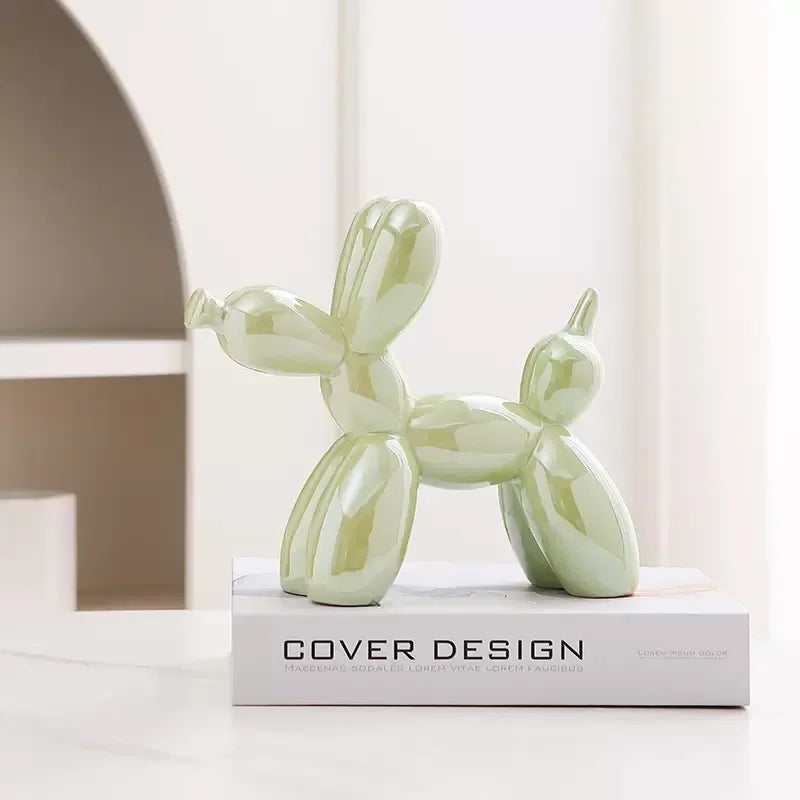 11/21CM Mini Ceramic Balloon Dog Sculpture Abstract Ornament Study Room Statue Home Office Accessories Festival Decoration 