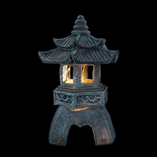 Pagoda Garden Solar Outdoor Statue Lantern Light Lighting Zen Décorative Asian Lights Decor Decorative Japanese Powered Yard