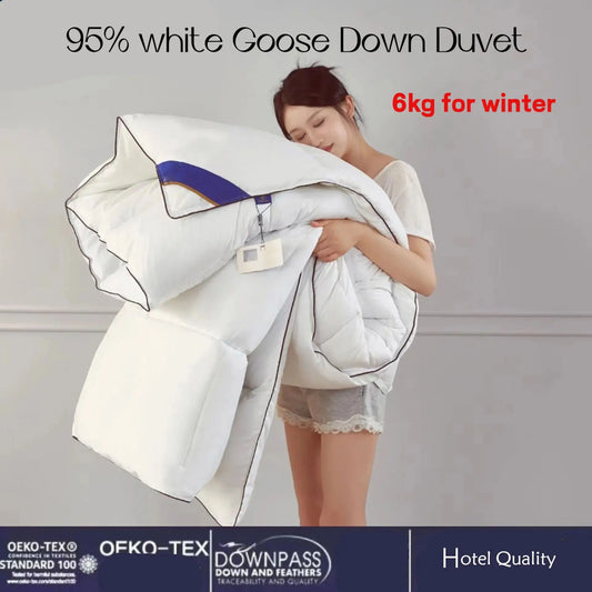 95% white Goose Down Duvet Spring Autumn Quilt Thickened Warm Winter Quilt Single Double Bed Student Dormitory Air-conditioner