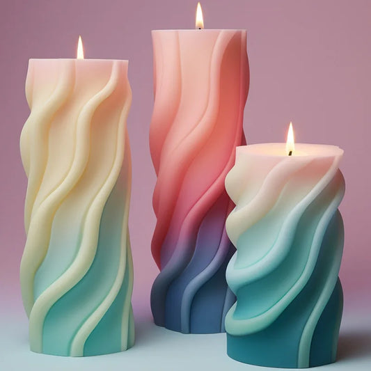 New Spiral cylindrical Pillar Candle Molds Silicone DIY wave cylindrical Silicone Mold for Handmade Candles Soap Home Decoration