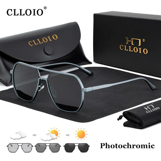 CLLOIO New Fashion Aluminum Photochromic Sunglasses Men Women Polarized Sun Glasses Chameleon Anti-glare Driving Oculos de sol