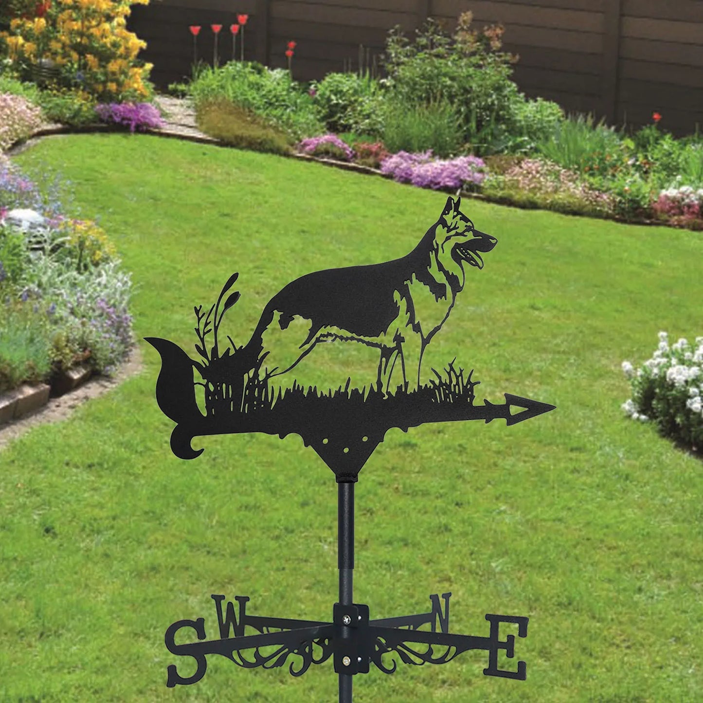 New Metal Animal German Shepherd Weather Vane Standing Decor Roof WeatherVane Garden Yard Decoration For Shed Home Fence Post