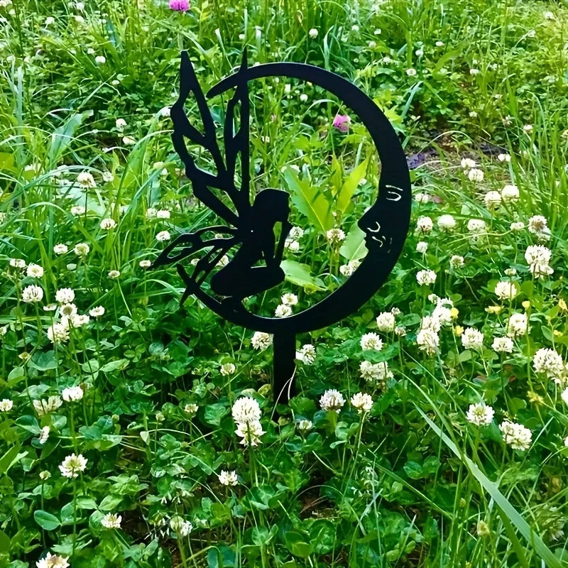 Flower Fairy Elf Garden Decoration Ground Insert Metal FairyArt Garden Courtyard Lawn Decoration for Garden Party Décor 1pc